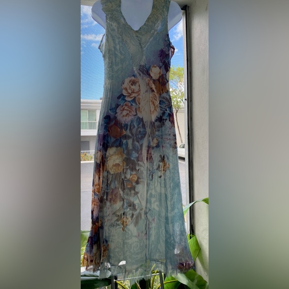 Komarov Pastel Crinkle Chiffon Midi Dress w/ Slip – Size XL - Picture 8 of 9